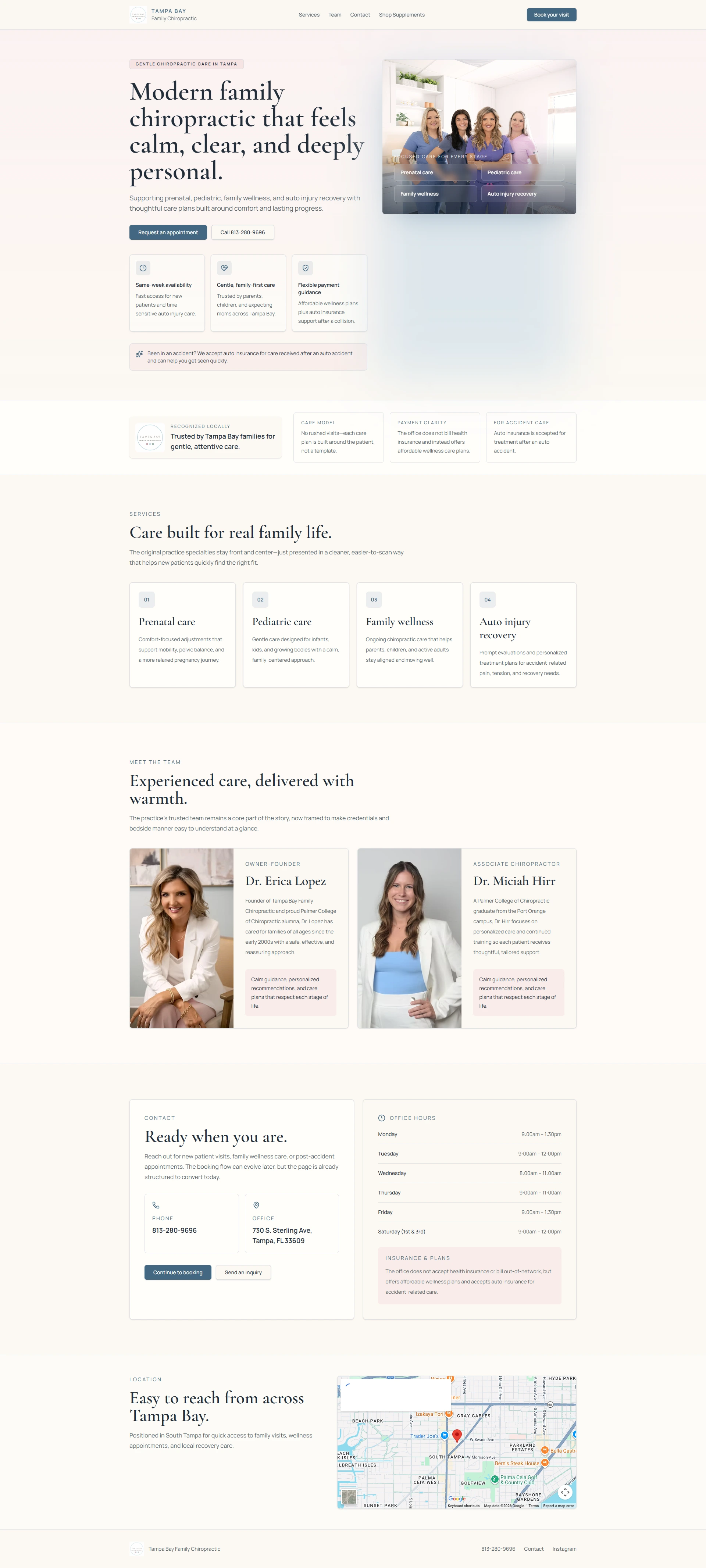 After — Tampa Bay Family Chiropractic redesigned website